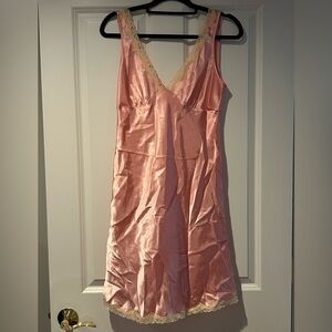 Vintage NWOT Victoria's Secret Pink Satin Lingerie with Lace Sz S